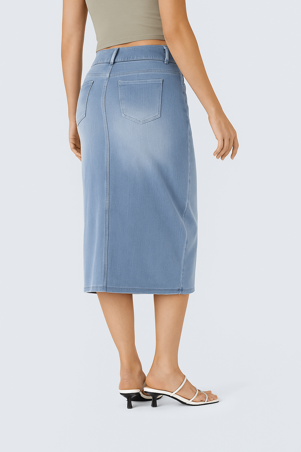 High Waisted Bodycon Split Denim Rok - Zovora