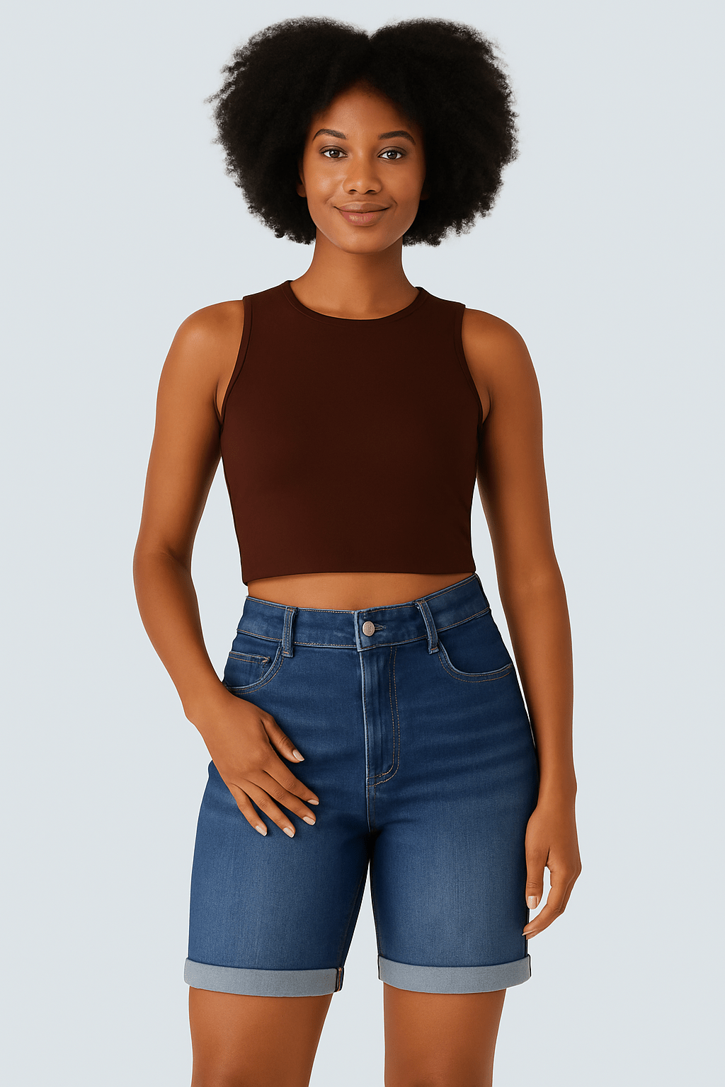 High Waisted Casual Bermuda Shorts - Zovora