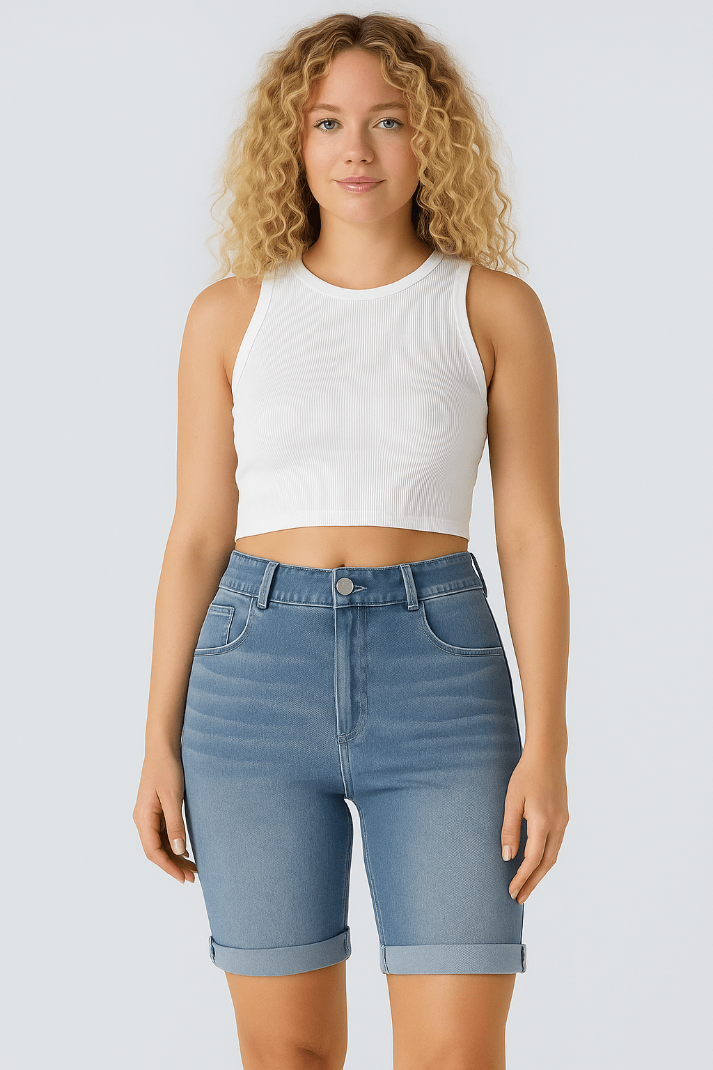 High Waisted Casual Bermuda Shorts - Zovora