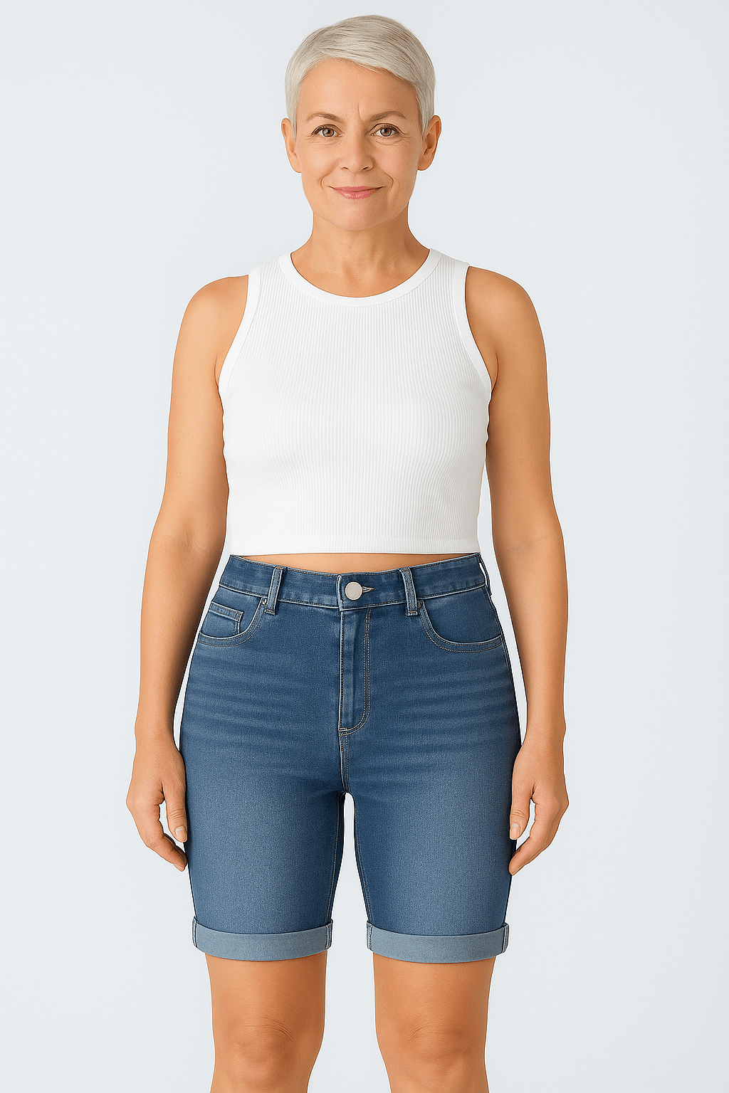 High Waisted Casual Bermuda Shorts - Zovora