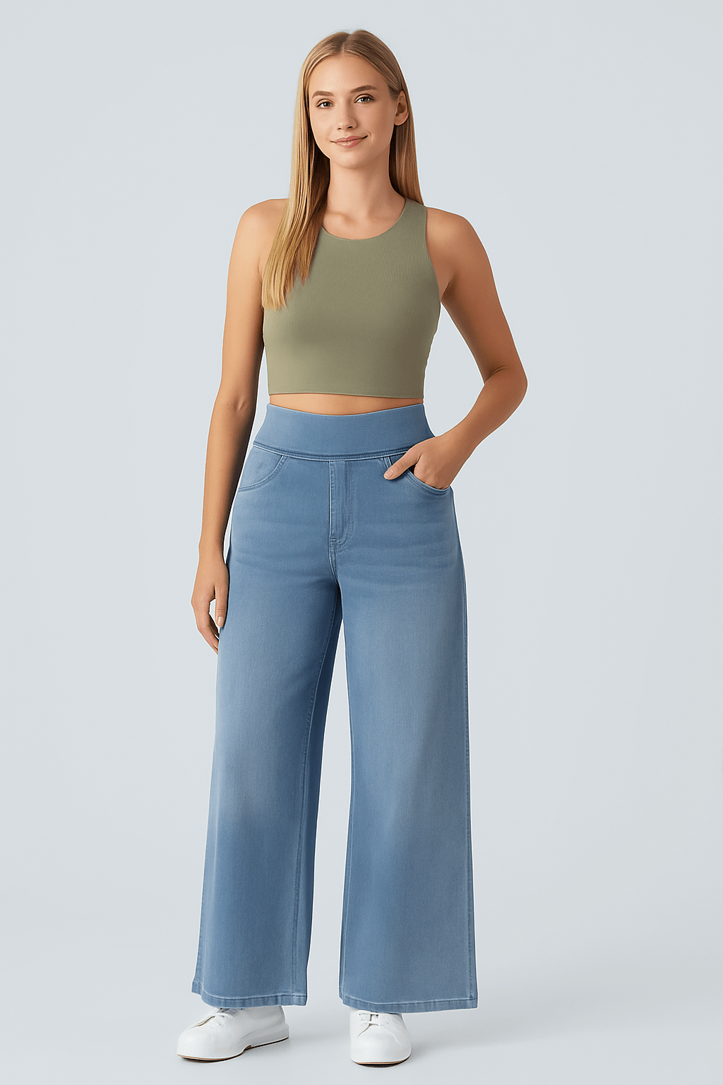 High Waisted Meerdere Zakken Baggy Wijde Pijpen - Zovora