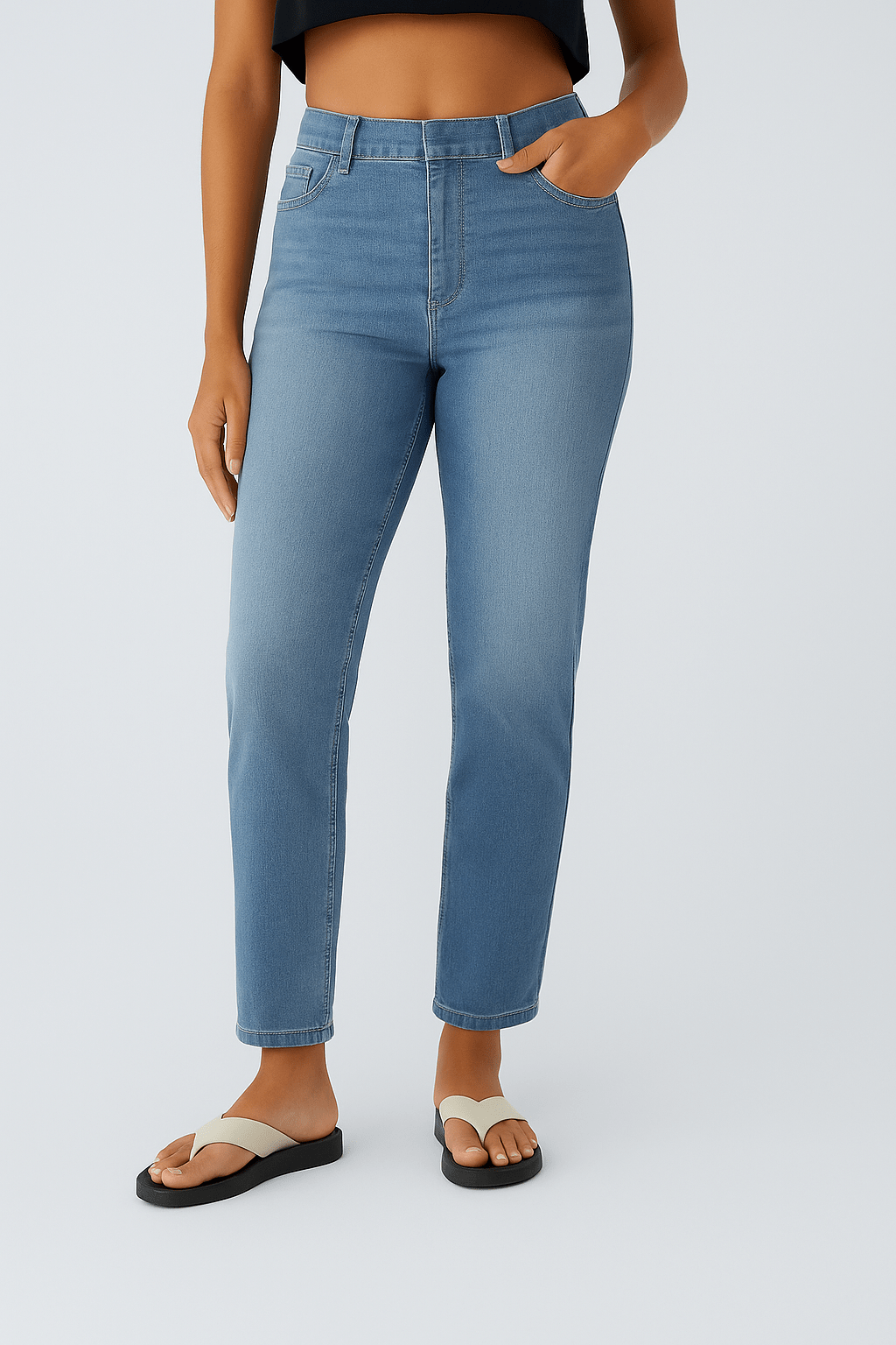 Hoog getailleerde, casual jeans met rechte pijpen - Zovora