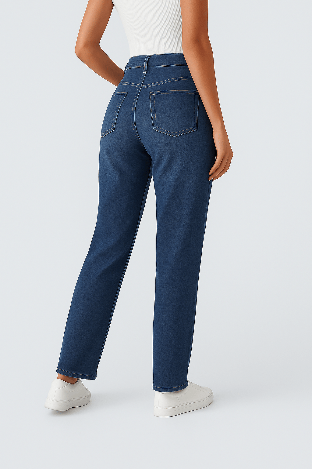 Hoog getailleerde, casual jeans met rechte pijpen - Zovora