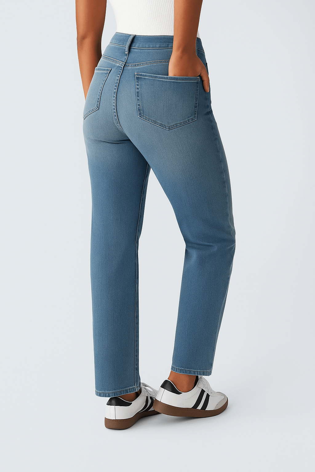Hoog getailleerde, casual jeans met rechte pijpen - Zovora