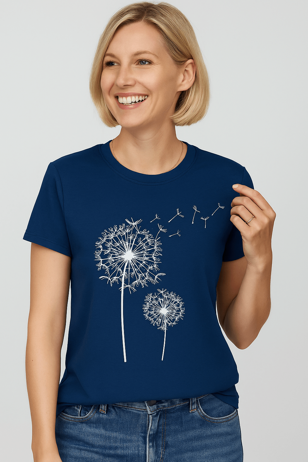 T-shirt met paardenbloemprint en ronde hals - Zovora